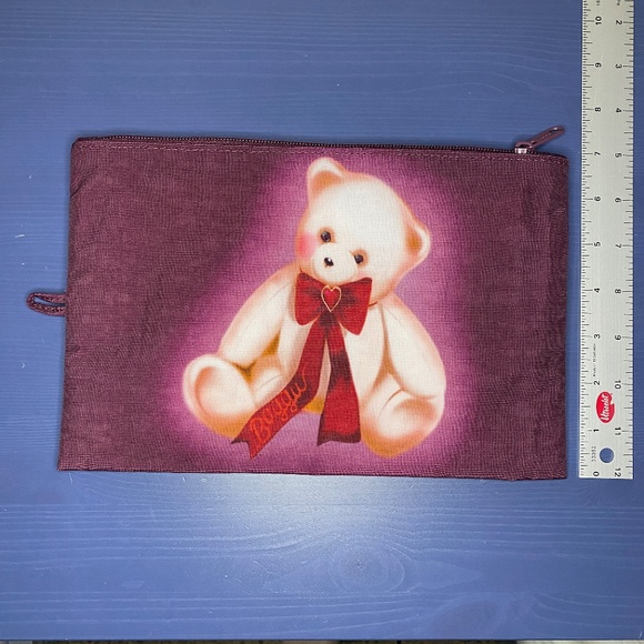BAGGU Large Flat Pouch Fancy Animals Teddy Bear Print NWOT - Picture 4 of 7